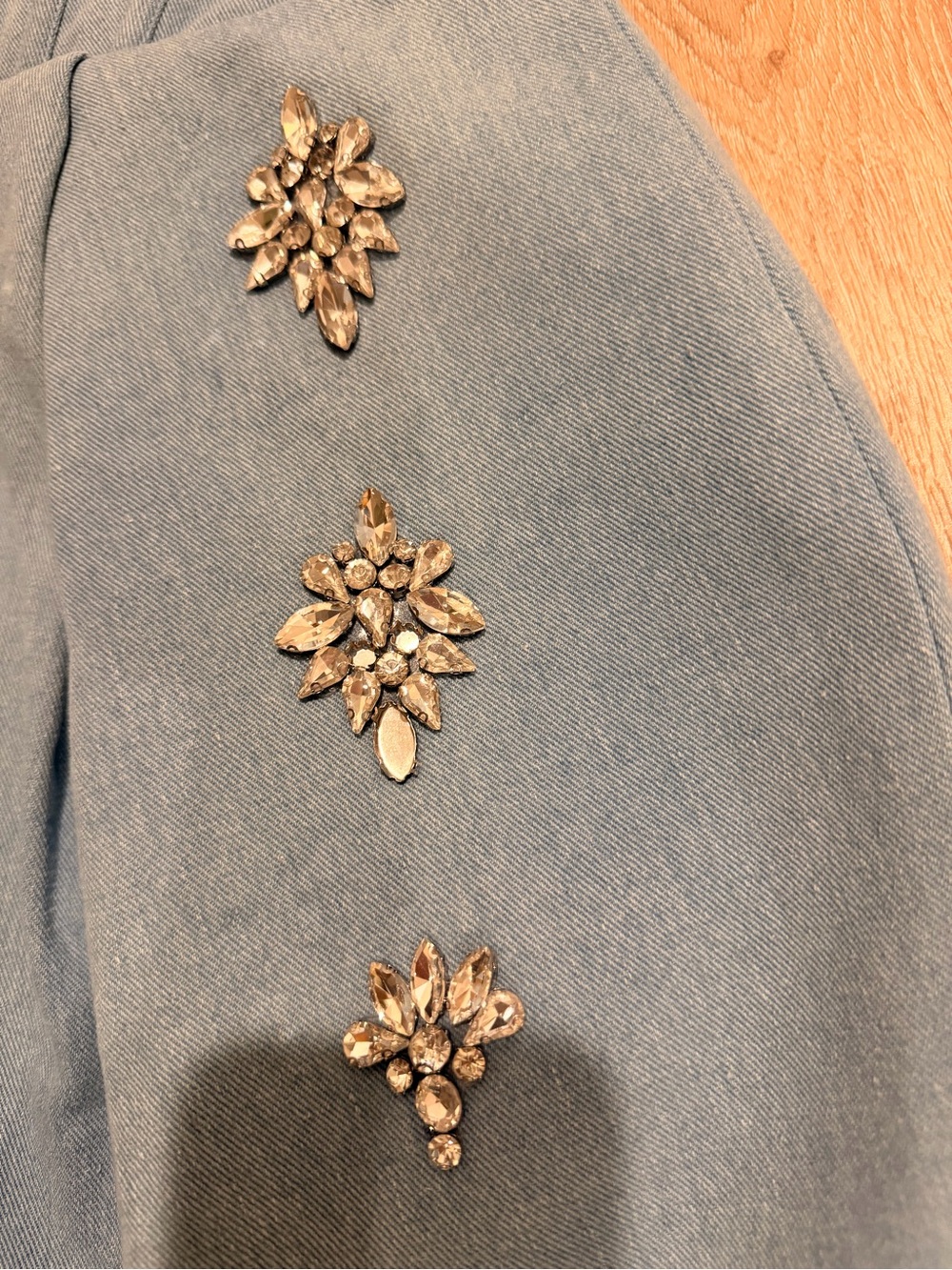 Bronx and Banco - Maraya Denim jean Blue Diamond Embellished Mini Dress- Revolve - Picture 9 of 10